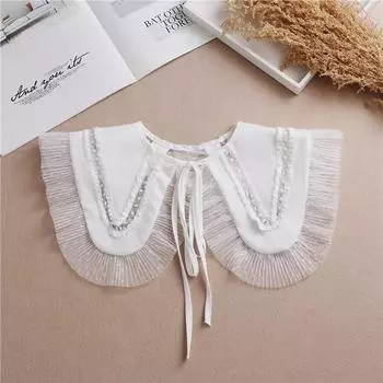 Женская шаль-кукла, накладной воротник для рубашки, белый кружевной накладной воротник, банты, съемная полурубашка, лацканы, блузка, женская шаль-накидка