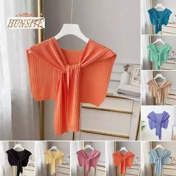 Женская шаль, однотонный универсальный дышащий супермягкий моющийся невыцветающий шарф для защиты шеи для женщин светло-синий