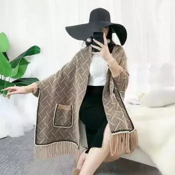 Женская шаль плащ куртка кисточка свободная вязка свитер для тепла кардиган для женщин one size белый