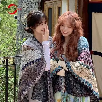 Женская шаль, СОВРЕМЕННАЯ НОВАЯ SAGA, весенний шерстяной шарф, вязаный кардиган, шерстяные палантины, осенне-зимние женские шали, вязанный палантин One Size серый