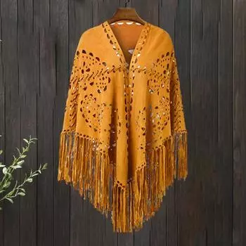 Женская шаль, теплая ткань, однотонный цвет, универсальный, ажурный, с кисточками, зимний шарф, удобная шаль-накидка розовый