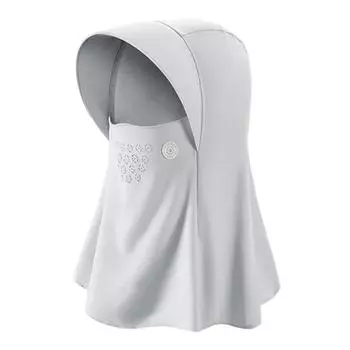 Женская шапка-балаклава с защитой от ультрафиолета, летняя, Ice Silk, полнолицевая, с козырьком, защитой от ультрафиолета UPF 50+, охлаждающим капюшоном, шейным гетром для велоспорта, рыбалки, спорта светло-серый