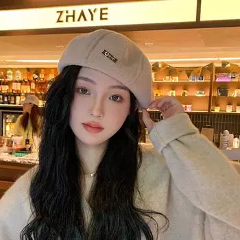 Женская шапка-берет на осень и зиму, однотонная вязаная шерстяная шапка, теплая, толстая, мягкая, винтажная, премиум-класса One Size белый