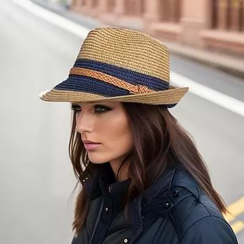 Женская шапка-бини, 1 шт., пляжная шляпа, английская джазовая соломенная шляпа, солнцезащитный крем, летняя универсальная
