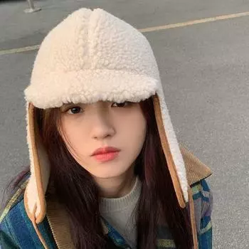 Женская шапка-бомбер, пилот, кепка-шлемник, шапка для девочек из искусственной овечьей шерсти, русская ушанка, шапки-ушанки, зимние лыжные шапки, ветрозащитные 56-58cm бежевый