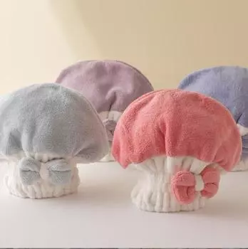 Женская шапка для сухих волос одинакового цвета, быстросохнущая впитывающая шапочка для волос, двухцветная милая шапочка для душа, коралловая бархатная шапочка для волос 26*38CM розовый/белый