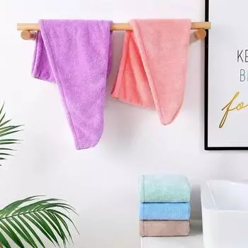 Женская шапка для сушки волос, быстросохнущая шапочка для полотенца из микрофибры, шапка для ванны, однотонная шапочка для полотенца, суперпоглощающая шапочка для сушки волос, тюрбан розовый