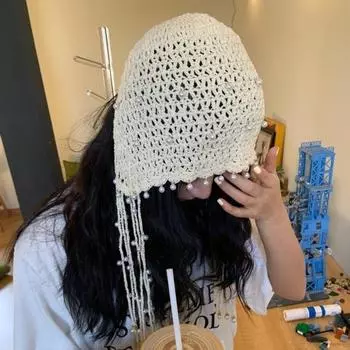 Женская шапка однотонная искусственная жемчужина дизайн супер мягкая дышащая износостойкая женская розовый