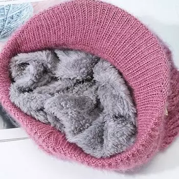 Женская шапка Ool, плюшевая, вязаная, ветрозащитная, для защиты ушей