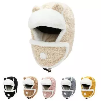 Женская шапка-ушанка зимняя шапка-бомбер теплая флисовая шапка-шарф для катания на лыжах и сноуборде бежевый