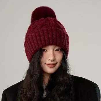 Женская шапка зимняя теплая бархатная толстая вязаная шапка ветрозащитная защита ушей лыжная шерстяная шапка кофейный