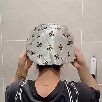 Женская шапочка для душа с двойным слоем атласной отделки, водонепроницаемый внутренний слой, защита волос, душ слоновая кость