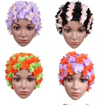 Женская шапочка для плавания в бассейне, трехмерная шапочка для плавания с лепестками цветов, шапочка для купания