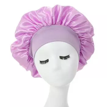 Женская шапочка для сна светло-фиолетовая, высокоэластичная, широкая, мягкая шапочка для сна для женщин