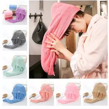 Женская шапочка для сушки волос в ванной комнате Микрофибра Ультра впитывающая шапочка для сушки волос Быстрая сушка синий