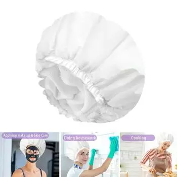 Женская шапочка для сушки волос, высокоэластичная лента, двухслойная легкая многоразовая водонепроницаемая шапочка для душа с отличным водопоглощением синий