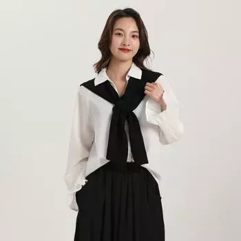 Женская шейная повязка с крестообразным ремнем, небольшая шаль с высококачественным шерстяным шарфом, накладной воротник для комнаты с кондиционером 81*43cm