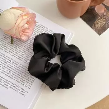 Женская шелковая резинка для волос, эластичная многоцветная повязка ручной работы для волос, держатель для хвоста, повязка на голову, аксессуары для волос чёрный