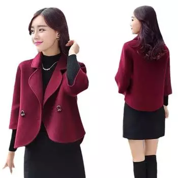 Женская шерстяная короткая куртка, модный костюм, облегающий короткий шерстяной маленький костюм