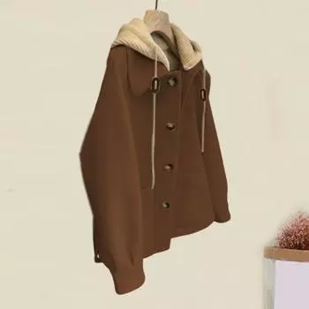 Женская шерстяная куртка, имитация двухкомпонентного лоскутного пальто большого размера, двубортное, с завязками, свободное, теплое, с длинными рукавами, для поездок на работу и учебы, весна, осень, зима L бежевый