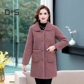 Женская шерстяная куртка с длинными рукавами, однотонная, свободная, для комфортной повседневной носки, пальто, повседневная одежда на осень-зиму, повседневная одежда в уличном стиле M розовый