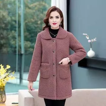 Женская шерстяная куртка с длинными рукавами, однотонная, свободная, для комфортной повседневной носки, пальто, повседневная одежда на осень-зиму, повседневная одежда в уличном стиле M розовый