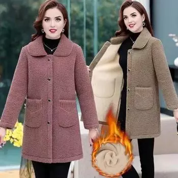 Женская шерстяная куртка с длинными рукавами, однотонная, свободная, для комфортной повседневной носки, пальто, повседневная одежда на осень-зиму, повседневная одежда в уличном стиле M розовый