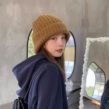 Женская шерстяная шапка в японском стиле на осень и зиму, теплая, объемная, женская вязаная шерстяная шапка для защиты ушей, большая свободная шапка
