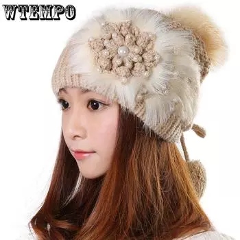 Женская шерстяная шапка, женская вязаная шапка Tide, теплая, милая, для защиты ушей, зимняя, утолщенная, теплая шапка белый