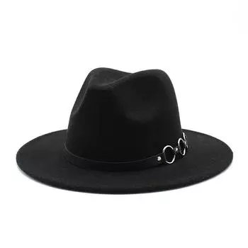Женская шерстяная шляпа-цилиндр Gentleman Jazz Flat Brim Big Eaves Hat M56-58cm