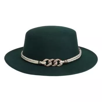 Женская шерстяная шляпа, модная французская женская шляпа с плоским верхом и цепочкой, британская ретро-шифоновая шляпа в стиле джаз M56-58cm