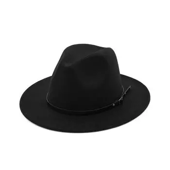 Женская шерстяная шляпа Outback, панамская шляпа, широкая женская шляпа Fedora с пряжкой на ремне