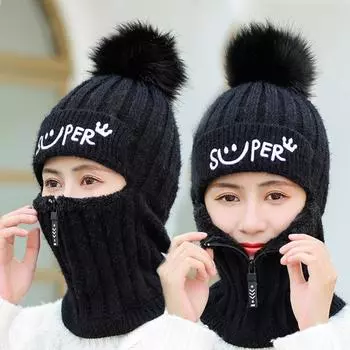 Женская шерстяная вязаная шапка, комплекты лыжных шапок, женский ветрозащитный зимний уличный вязаный шарф бежевый