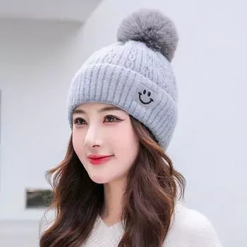 Женская шерстяная вязаная шапка, модная универсальная женская шерстяная бейсболка, однотонная зимняя утолщенная теплая шапка, женская уличная шапка