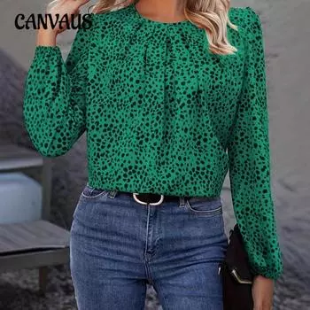 Женская шифоновая рубашка с длинными рукавами и леопардовым принтом, осенние новые свободные ажурные пуловеры S розы красного