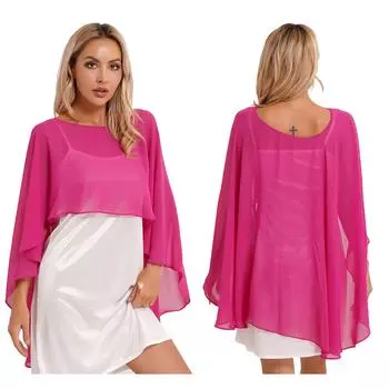 Женская шифоновая шаль, накидка с высоким и низким вырезом, накидка для невесты, свадебное вечернее платье, болеро, пожимание плечами One Size шампанского