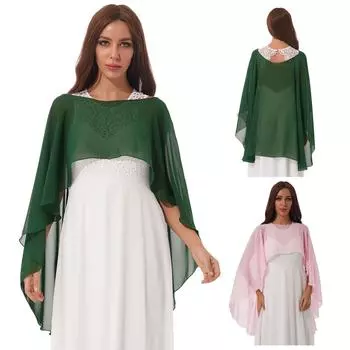 Женская шифоновая свадебная шаль с высоким и низким дизайном, мягкая легкая свадебная накидка, длинная вечерняя накидка One Size розовый