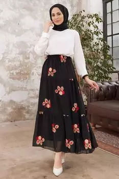 Женская шифоновая юбка с вышивкой