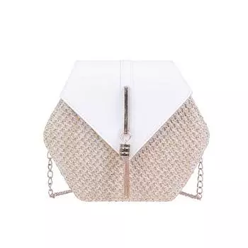 Женская шикарная соломенная сумка через плечо с шестигранной цепочкой и кисточкой ручной работы, пляжные сумки через плечо 12*6*19cm чёрный