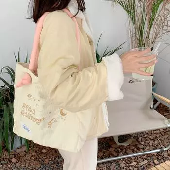 Женская шикарная сумка через плечо большой емкости с вышивкой Sky Moon OneSize бежевый