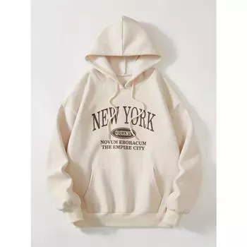 Женская шикарная толстовка с капюшоном с буквенным принтом, свободный крой, регулируемый шнурок, модная повседневная уличная одежда для повседневного стиля, толстовки и свитшоты для мужчин S