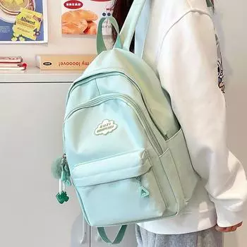 Женская школьная сумка, однотонный детский маленький рюкзак розовый