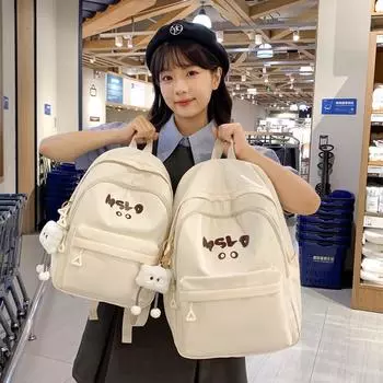 Женская школьная сумка с буквенным принтом, большой вместительный рюкзак для путешествий для студентов Small чёрный