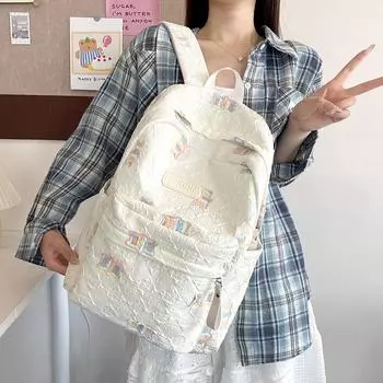 Женская школьная сумка с вышивкой, плиссированный рюкзак для школьников, большой емкости синий