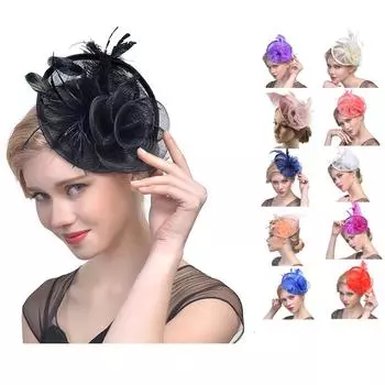 Женская шляпа Aliceband, повязка на голову для свадьбы, женский день, королевская шляпа Ascot розовый