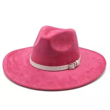 Женская шляпа Big Edge Jazz Top Hat с полями 9 см, замшевая шляпа с бахромой в форме сердца персикового цвета M56-59cm