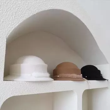 Женская шляпа-цилиндр в стиле Хепберн, осенне-зимняя шляпа из австралийской шерсти, стильная шляпа, пушистая шляпа-цилиндр, женская шляпа-тазик Average size (53-58cm) чёрный