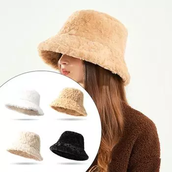 Женская шляпа для рыбалки с широкими полями, однотонная, из овечьего флиса, теплая, с утолщением S верблюд