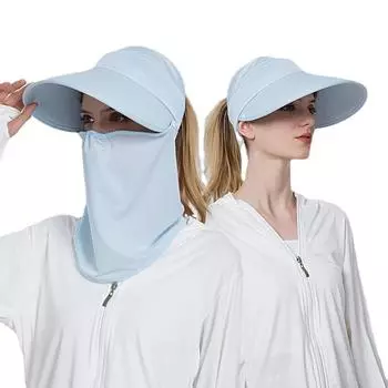 Женская шляпа от солнца, летняя шляпа из ледяного шелка с большими полями, пустой цилиндр, быстросохнущая солнцезащитная бейсболка, женская дышащая кепка с хвостиком для верховой езды 56-58cm