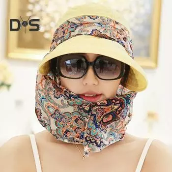 Женская шляпа от солнца с передней крышкой, защита лица и шеи, солнцезащитный крем с защитой от ультрафиолета, ретро-принт, с длинными полями, кепка для рыбалки на открытом воздухе, езды на велосипеде, садоводства, кепки для сбора чая оранжевый